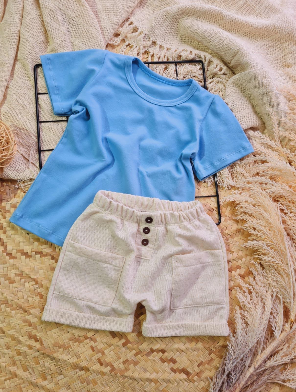 Conjunto Linho e Camiseta Azul